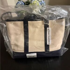 Stoney Clover Lane Cream and Navy Tote